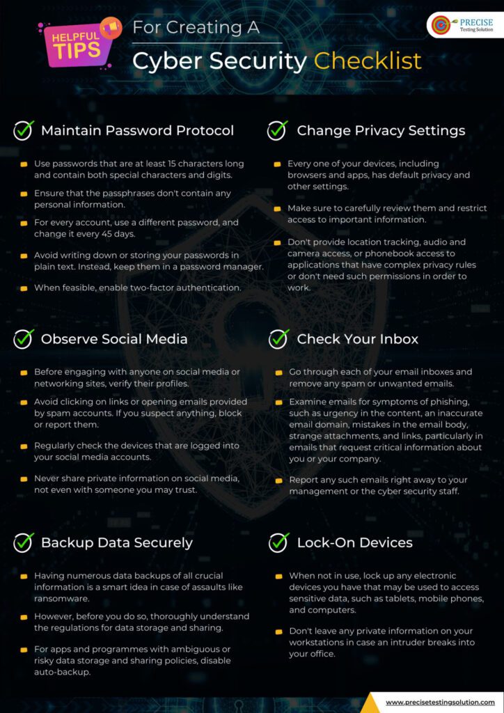 Tips for Creating a Cyber Security Checklist